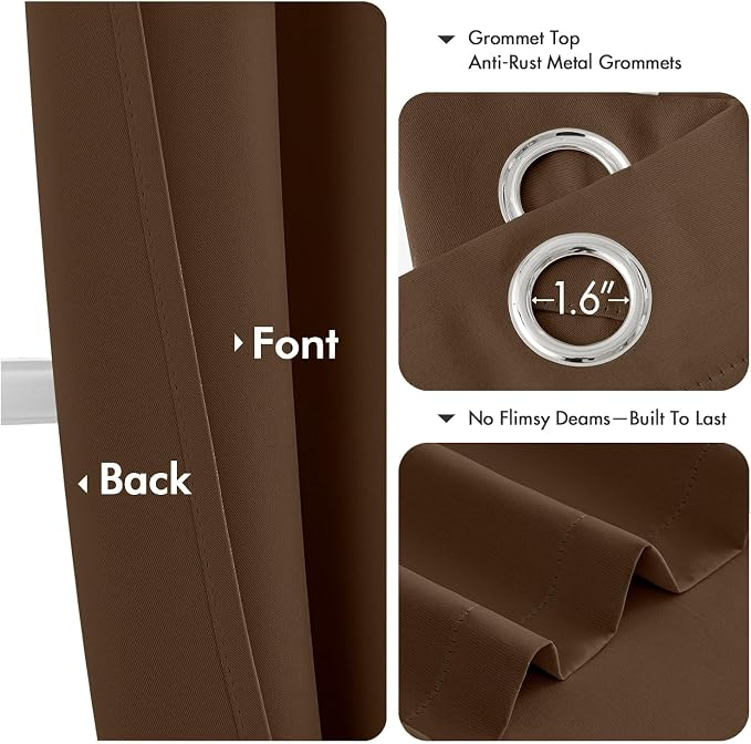 MIULEE Blackout Curtains for Bedroom 2 Panels 40 x 84 Inch Long Brown | Thermal - Image 4