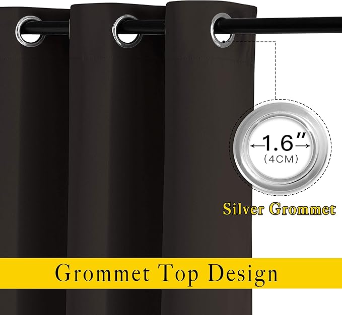 NICETOWN Toffee Brown Blackout Curtains 80 inch Length 2 Panels Set - Image 2
