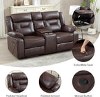 EBELLO Manual Faux Leather Loveseat Recliner, 2 Seat Reclining Sofa Chair - Image 3