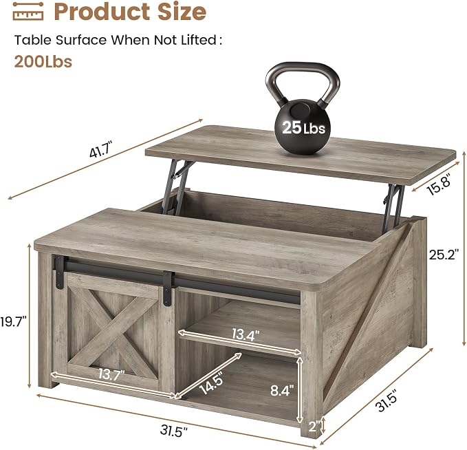 SEDETA 31.5" Lift Top Coffee Table - Image 2