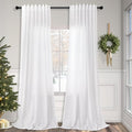 Pitalk White Back Tab Linen Curtains 94 Inches Long 2 Panel Set by Pitalk