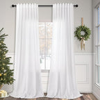 Pitalk White Linen Extra Long Curtains 120 Length by Pitalk