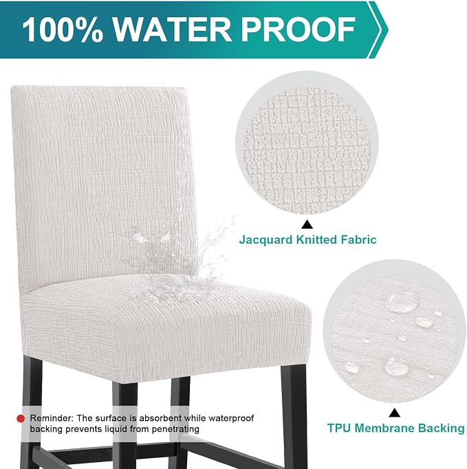 Turquoize 100% Waterproof Bar Stool Cover Stretch Washable Barstool Seat Covers - Image 3