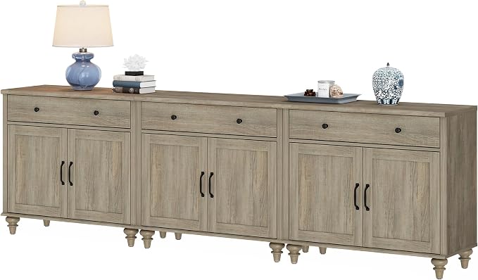 WAMAPT Buffet Cabinet with 6 Doors and 3 Drawers, Large Coffee Bar Table Wood - Image 5