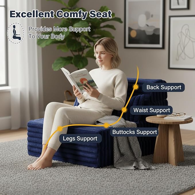 Tiita Folding Sofa Bed Single Size, Convertible Sleeper Chair Mattress - Image 3
