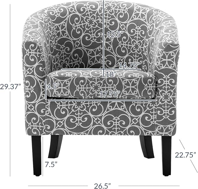 BELLEZE Accent Barrel Chair, Linen Round Chair Club Tub Sofa Corner Chair - Image 3