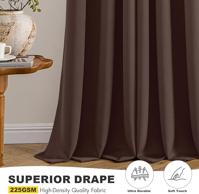 MIULEE Blackout Curtains for Bedroom 2 Panels 40 x 63 Inch Long Dark Brown | - Image 5