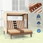 HONEY JOY Kids Chaise Lounge Chair Outdoor, Toddler Wood Double Pool Lounger - Image 3
