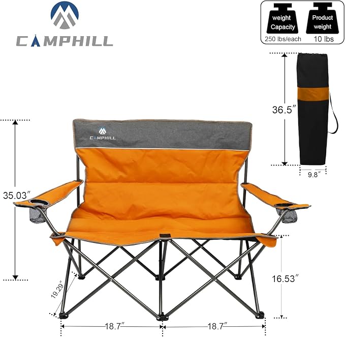 Camping Chair Set of 3, Outdoor Folding Camping Chairs - Image 3