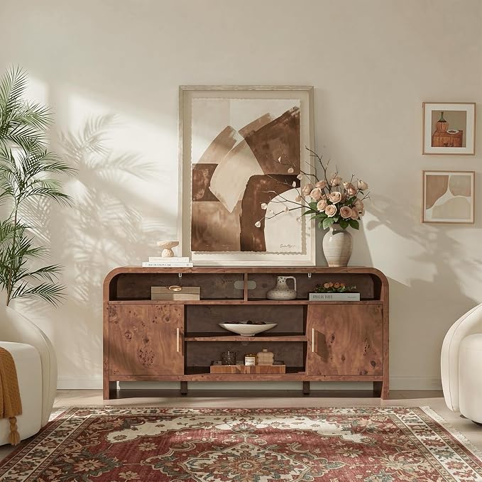 Entertainment Center for Living Room, Curved TV Stand - Image 2