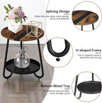 2 Tier Coffee Table in Living Room, Industrial Style Round Coffee Table - Image 6