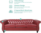 Chesterfield 3 Seater Sofa, Modern Leather Tufted Couch 3 Seater - Image 4