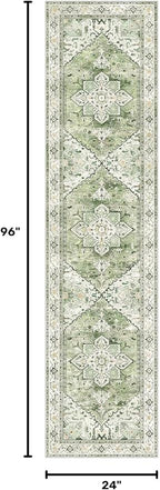 Yamaziot Washable Runner Rug, 2x8 Non-Slip Boho Vintage Hallway Kitchen Rug | - Image 2