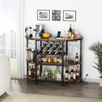 Zarler Bar Cart with Power Outlet Easy to Assemble, LED Home Bar Cabinet - Image 7