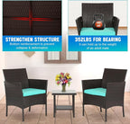 FDW 3 Piece Outdoor Furniture Set Patio Brown Wicker Chairs Furniture Bistro - Image 6