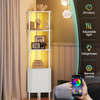 HOOBRO Corner Cabinet with LED Light, Corner Shelf Stand with Storage and Doors - Image 6