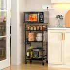 ThreeHio Rolling Kitchen Microwave Cart, 4 Tier Microwave Table Stand - Image 2