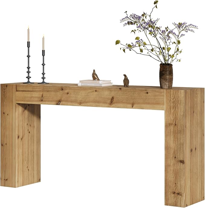 Solid Wood Console Table, 63-Inch Farmhouse Sofa Table Behind Couch - Image 9