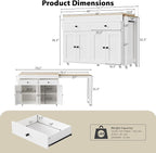74.5 Inch Kitchen Island with Extendable Dining Table, Rolling Kitchen Island - Image 3