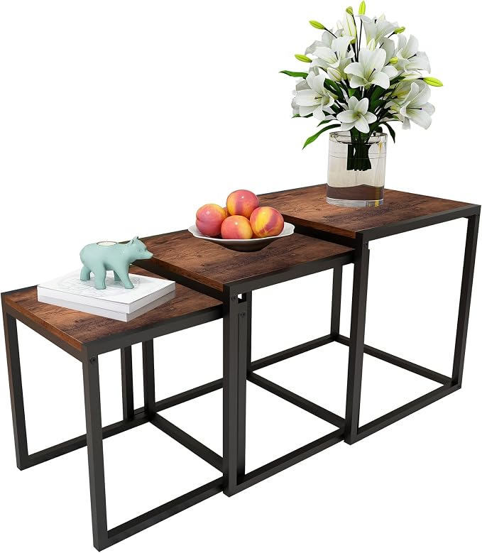 Nesting Table Set of 3 Side Tables, Modern Coffee Table Stacking End Table - Image 6