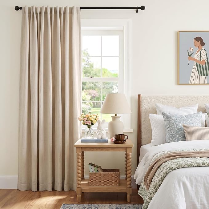 INOVADAY Extra Wide 100% Blackout Linen Curtains - Image 6