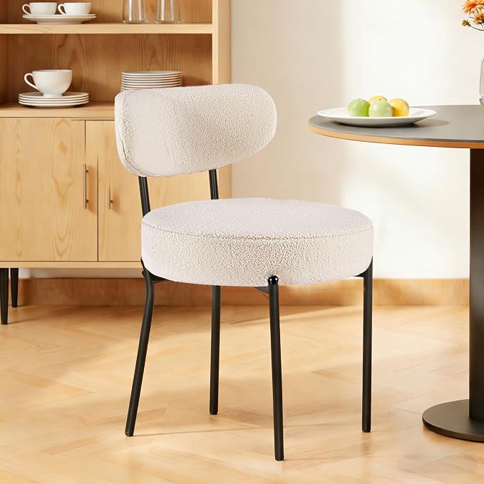 DUMOS Dining Chairs Set of 6, Mid Century Modern Chair Round Upholstered Curved - Image 7