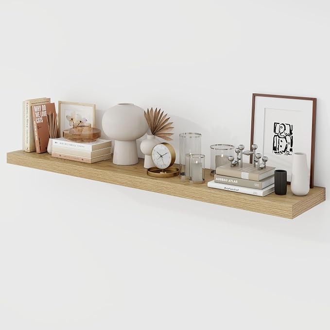 Acovy 48 Inch Floating Shelves, 9.3" Deep Floating Shelf Wall Mounted, Rustic by Acovy