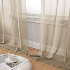 Taupe Sheer Curtain for Bedroom Living Room 72 Inches Long 2 Panels Set - Image 8