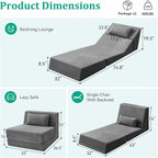 Fold Out Chair Bed, Folding Sofa Bed, 3 in 1 Convertible Sleeper Chair Bed - Image 2