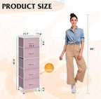 WLIVE Fabric Dresser for Bedroom, 5-Drawer Tall Dressers, Storage Organizer - Image 3