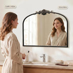 Besdomus Vintage Arched Black Mirror: 32"x24" French Large Black Vintage Wall - Image 2