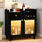 COCO DESIGN Small Bar Cabinet, Farmhouse Buffet Coffee Sideboard - Image 4