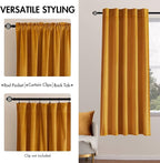 MIULEE Velvet Blackout Curtains 52x63 inches 2 Panels Mustard Yellow | Luxury - Image 2