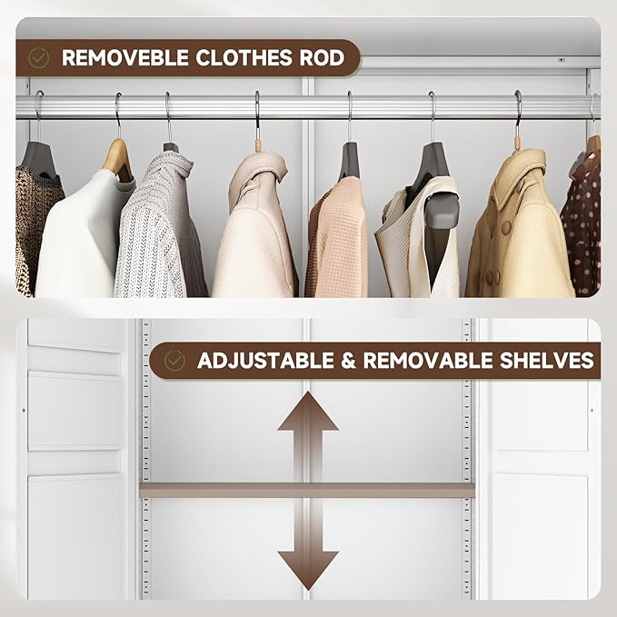 Letaya Metal Armoire Wardrobe Closet - Image 5