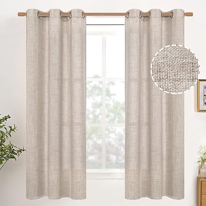 YoungsTex Natural Linen Curtains 42 X 63 Inch Long by YoungsTex