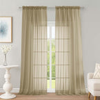 Extra Long Taupe Sheer Curtains 96 Inches Long 2 Panels Set, Soft Lightweight by OWENIE