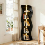 VECELO Wavy Corner Shelf with LED Light, Decorative 6-Tier Corner Display by VECELO