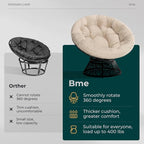 Bme 40" Ergonomic Wicker Papasan Chair - Image 5