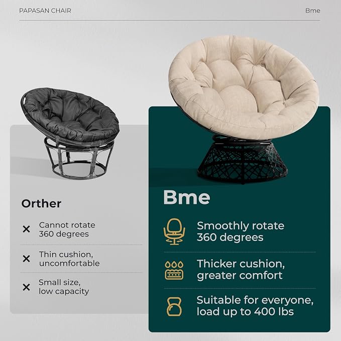 Bme 40" Ergonomic Wicker Papasan Chair - Image 5