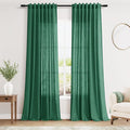 Dark Green Linen Curtains 108 Inches Long by Nanspring