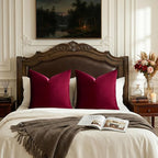 GIGIZAZA Burgundy Velvet Pillow Covers 24x24 Decorative Pillows Pack of 2 | Red - Image 7