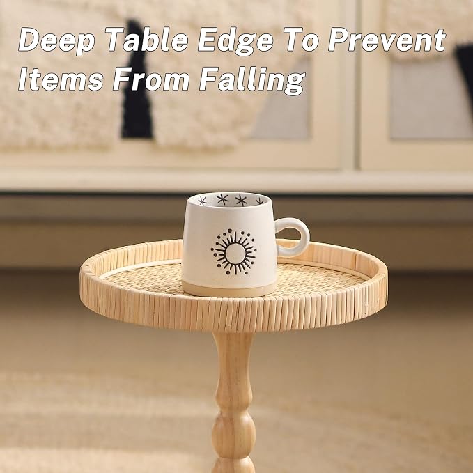 Small Side Table，Rattan Round Drink Tables - Image 5