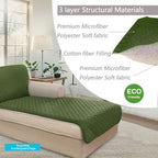 U-NICE HOME Sectional Couch Cover Chaise Lounge Cover, Huntergreen/Sage | - Image 5