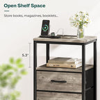 Huuger Nightstand with Charging Station, 27.6 Inch End Table Bedside Table with - Image 7