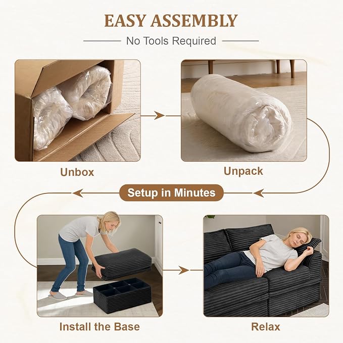 Upgrade Boneless Couch with Storage, Extra Deep&High Seat Modular Sectional - Image 9