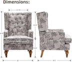 LukeAlon Button Tufted Linen Accent Chair, Upholstered Club Chair - Image 2