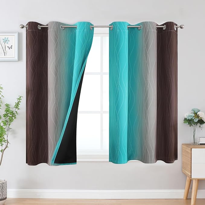 Brown and Teal Ombre Blackout Curtains by ESTELARTEXTILER