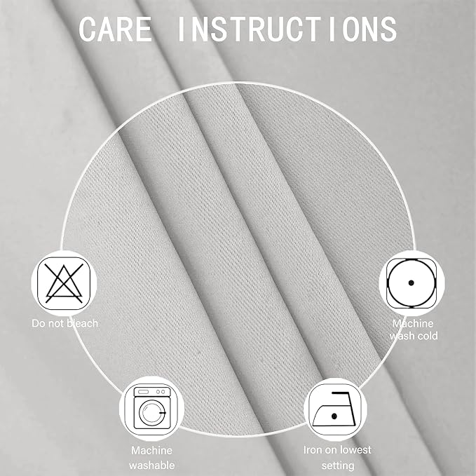Blackout Curtains 38 x 84 inch/Light Grey Curtains Set of 2 Panels/Thermal - Image 5