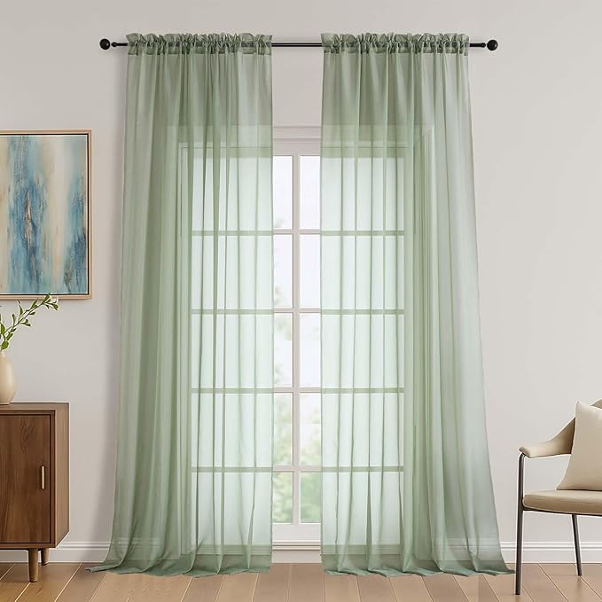 Sage Green Bedroom Curtains 96 Length by OVZME