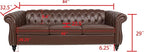 LEVNARY Chesterfield Sofa, Classic Tufted Upholstered Leather Couch, Modern 3 - Image 2